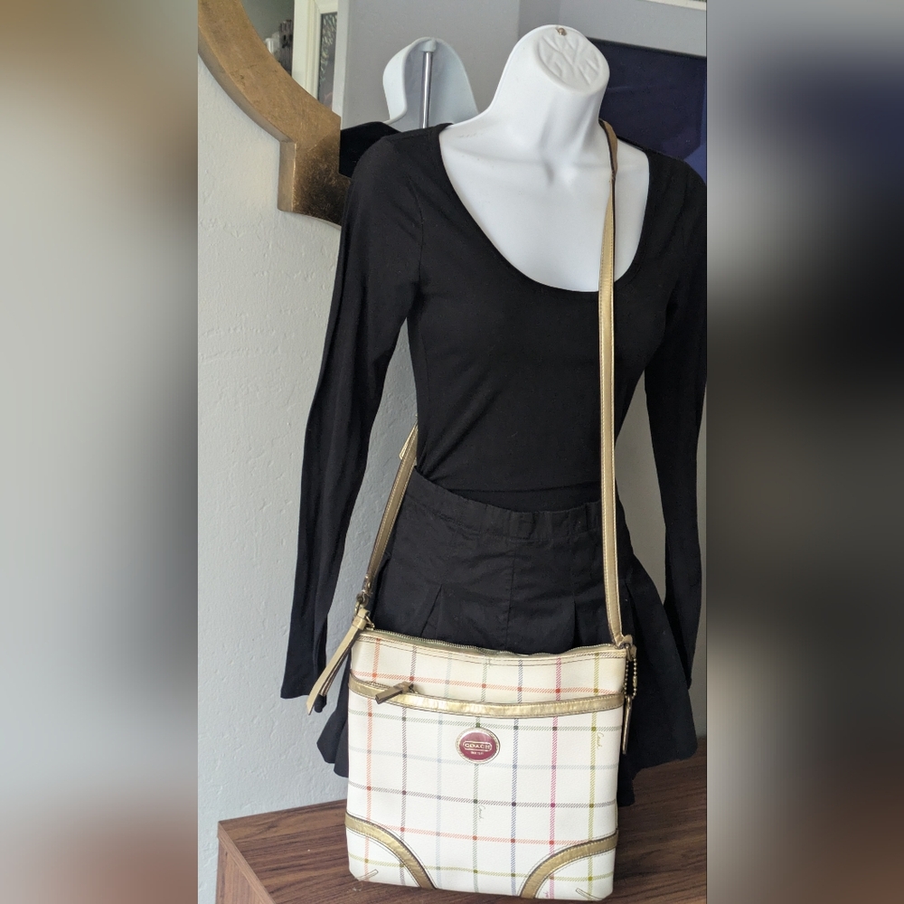Coach Peyton Plaid Crossbody Bag.